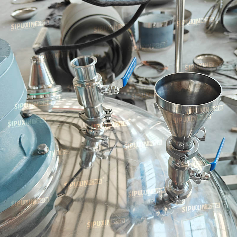 Sipuxin 1000L Fixed Vacuum Homogenizer Emulsifier Complete Unit With Water & Oil Pot Platform Stair