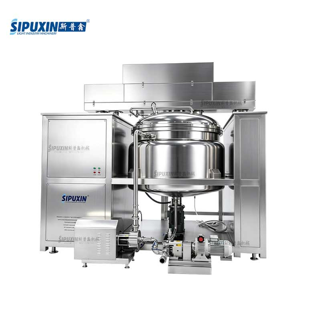 2000L Vacuum Emulsifying Machine Steam Heating Hydraulic Lifting With External Circulation Pipeline Emulsifying Pump Weighing System Oil‑Water Pot For Cosmetic Cream Lotion Ointment Production