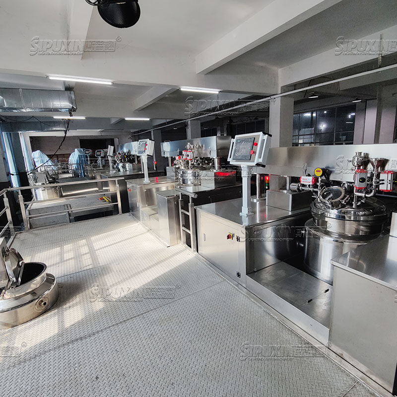 100L 200L 500L Double Cylinder Hydraulic Lifting Vacuum Emulsifying Mixer PLC Control External Circulation High Configuration Homogenizer for Cosmetic Cream Lotion