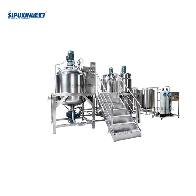 Fixed Type Vacuum Homogenizer Complete Line With RO Water Treatment Equipment For Cream Cheese Mayonnaise Cosmetic Lotion Production