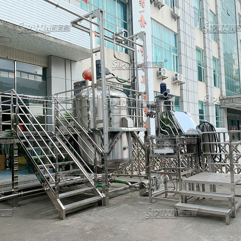 3000L Sealed Wall & Bottom Scrapping Mixing Tank Stainless Steel Heating Mixing Vessel with High Shear Homogenizer for Cosmetic Liquid Shampoo Detergent