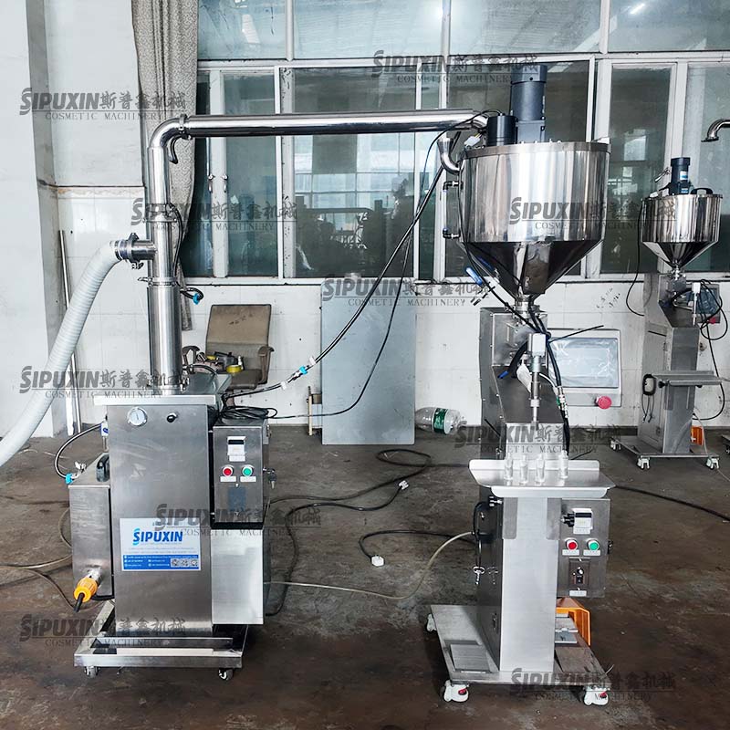 20L Cosmetic Homogenizer Mixing Tank With Feeding Pump Automatic Cream Lotion Shampoo Filling Production Line Machine