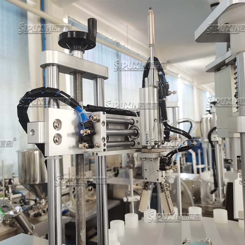 Perfume Filling Machine for Cosmetic，Stainless Steel Pneumatic Perfume Filler，Desktop Perfume Sample Filling Plugging Capping Machine