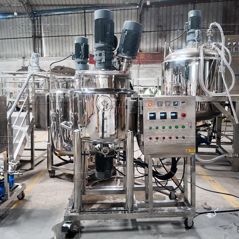 SIPUXIN 200L Mobile Electric Heating Vacuum Homogenizer Emulsifier Tank