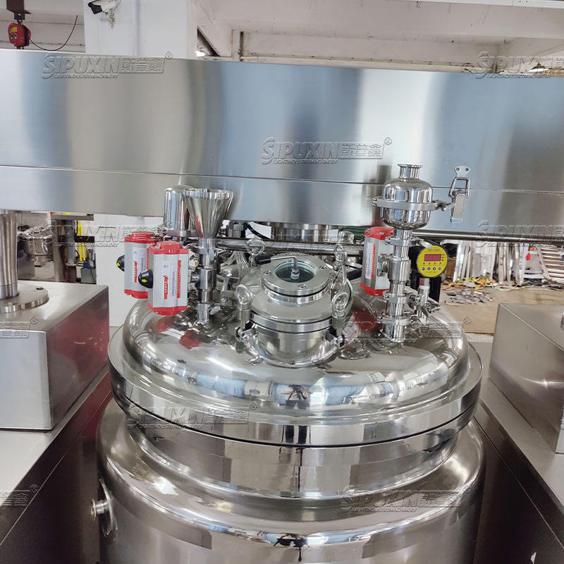 100L 200L 500L Double Cylinder Hydraulic Lifting Vacuum Emulsifying Mixer PLC Control External Circulation High Configuration Homogenizer for Cosmetic Cream Lotion