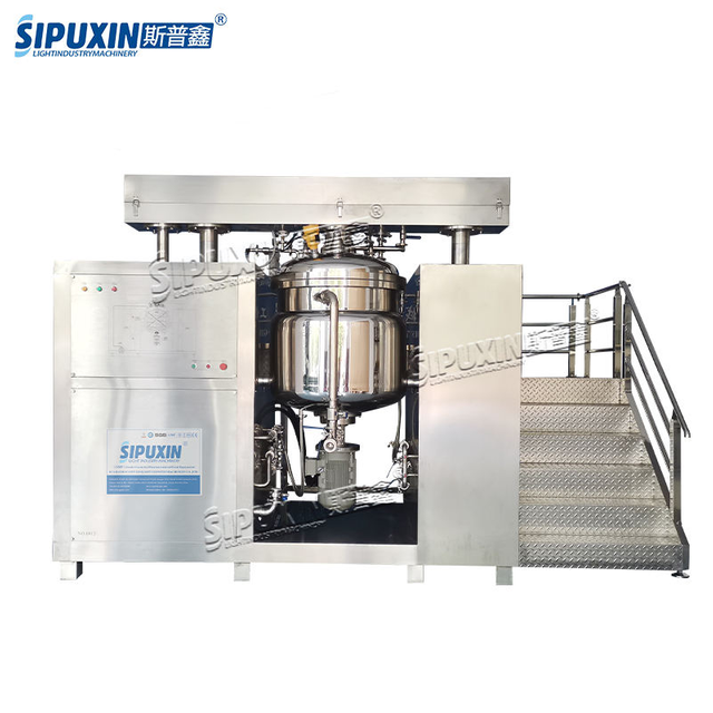 300L Hydraulic Lifting Vacuum Emulsifier Sanitary Stainless Steel Homogenizer Mixer for Cosmetic Cream, Liquid Soap Making