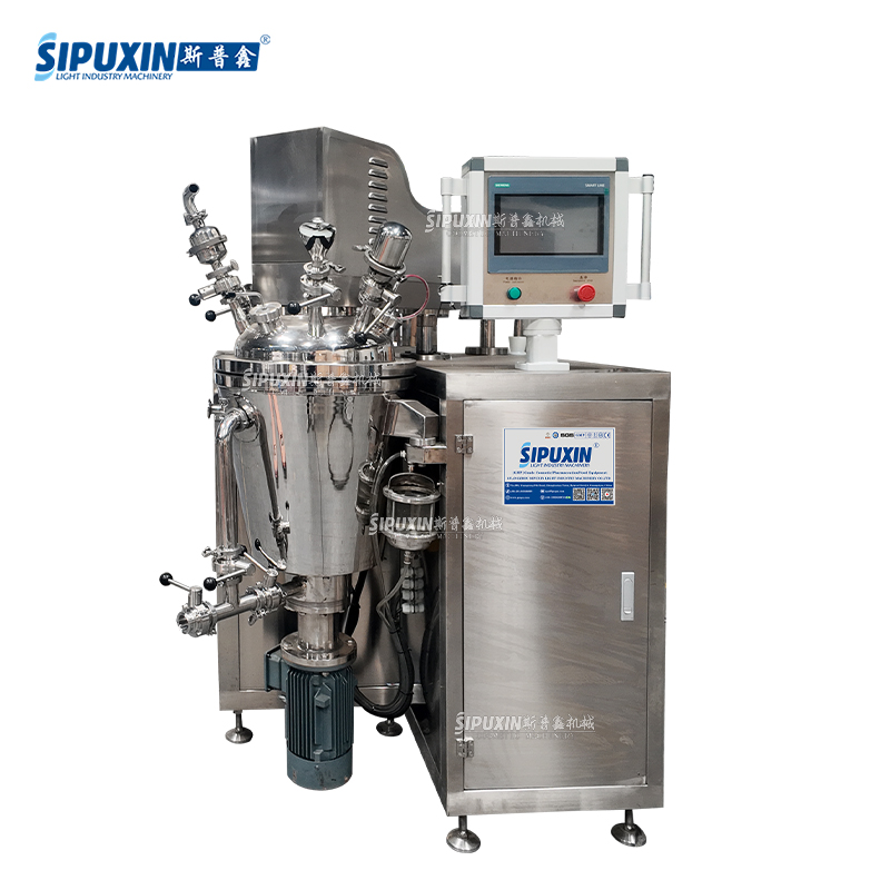 30L Conical Bottom Hydraulic Lifting Vacuum Emulsifier High Shear Homogenizing Mixer for Cosmetic Cream Ointment Food Paste