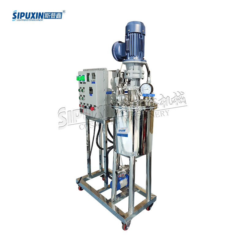 10L Mobile Flange Clamp Explosion-proof Vacuum Mixing Tank, Stainless Steel Vacuum Reactor With Explosion Proof Motor For Cosmetic Perfume Mixing