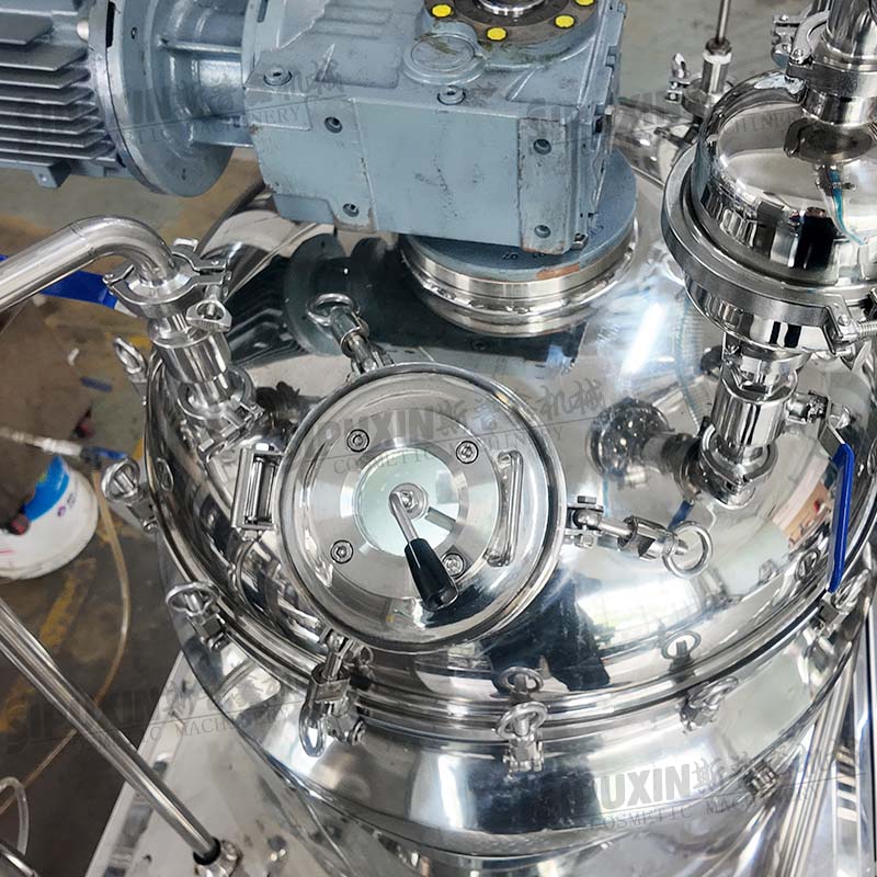 SIPUXIN 200 Liter Stationary Vacuum Emulsifier Full Wall Scraper High Shear Mixing Equipment for Cosmetic Production
