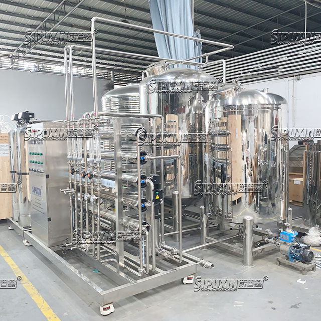 1000L Two Stage RO Stainless Steel Water Treatment Equipment, Double Reverse Osmosis Purified Water Machine For Cosmetic Daily Chemical Pharmaceutical Production